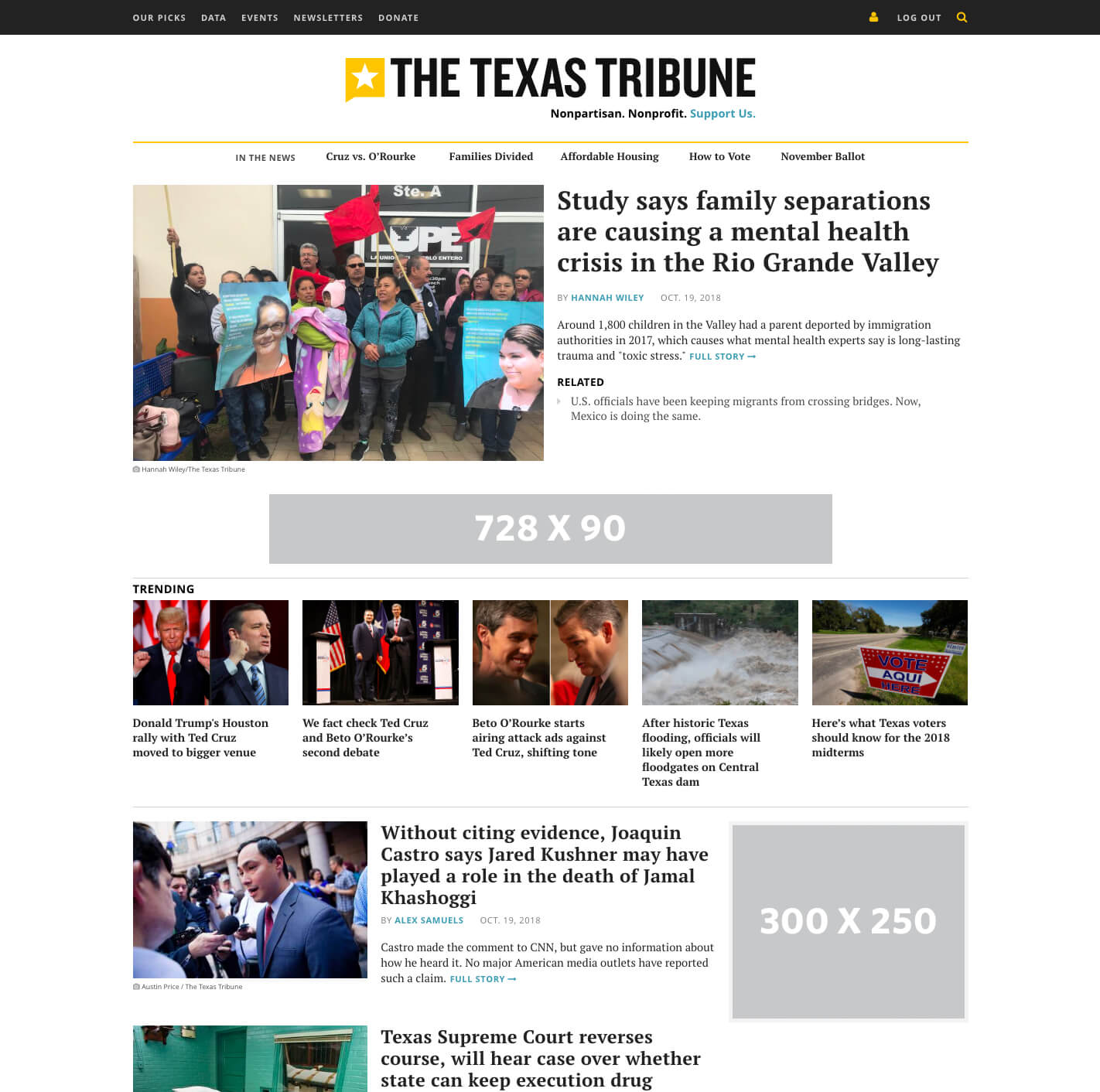 Texas Tribune Website Ads