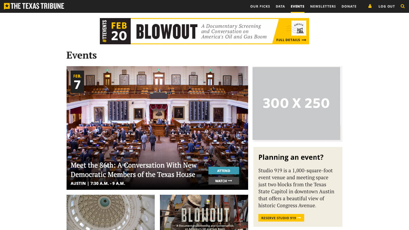 Texas Tribune Event Landing Page