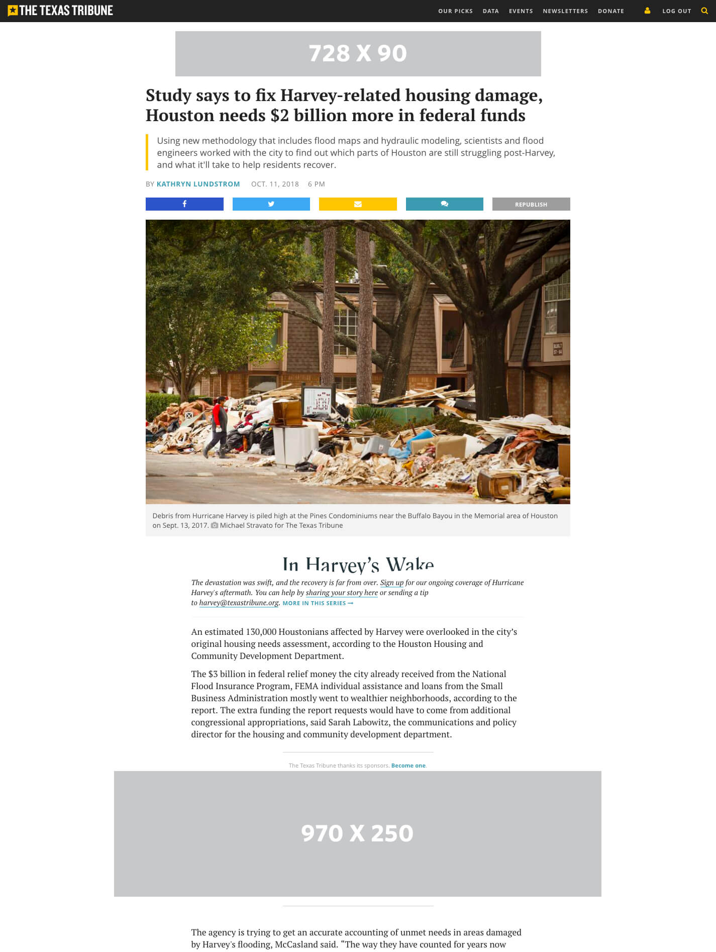 Texas Tribune Website Ads