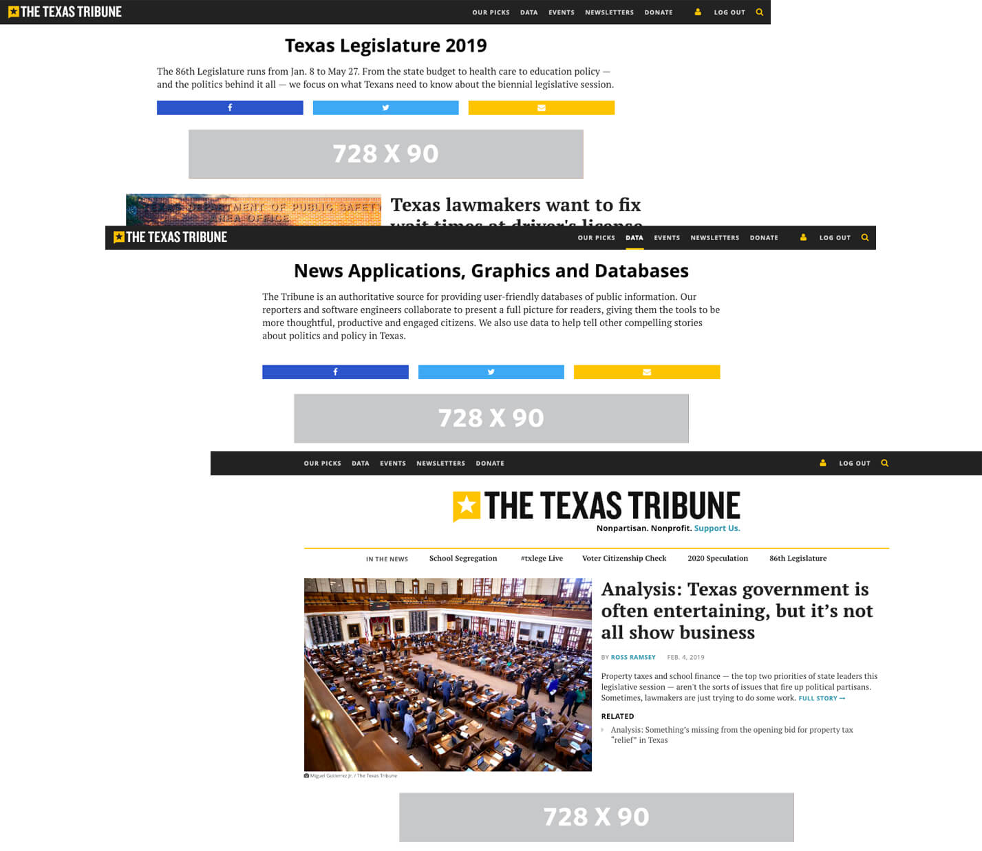 Texas Tribune Interstitial Ads