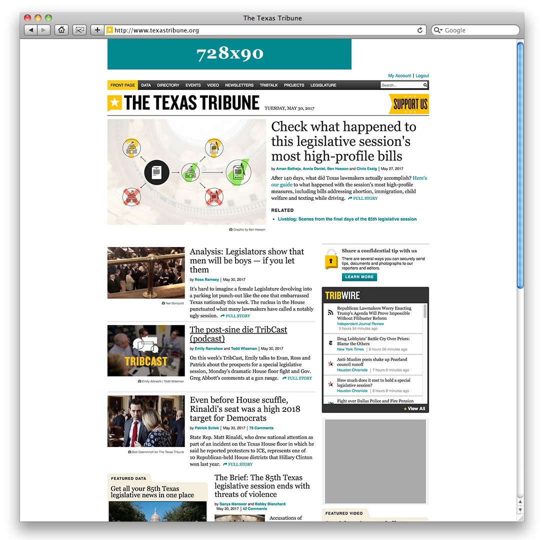 Texas Tribune Interstitial Ads